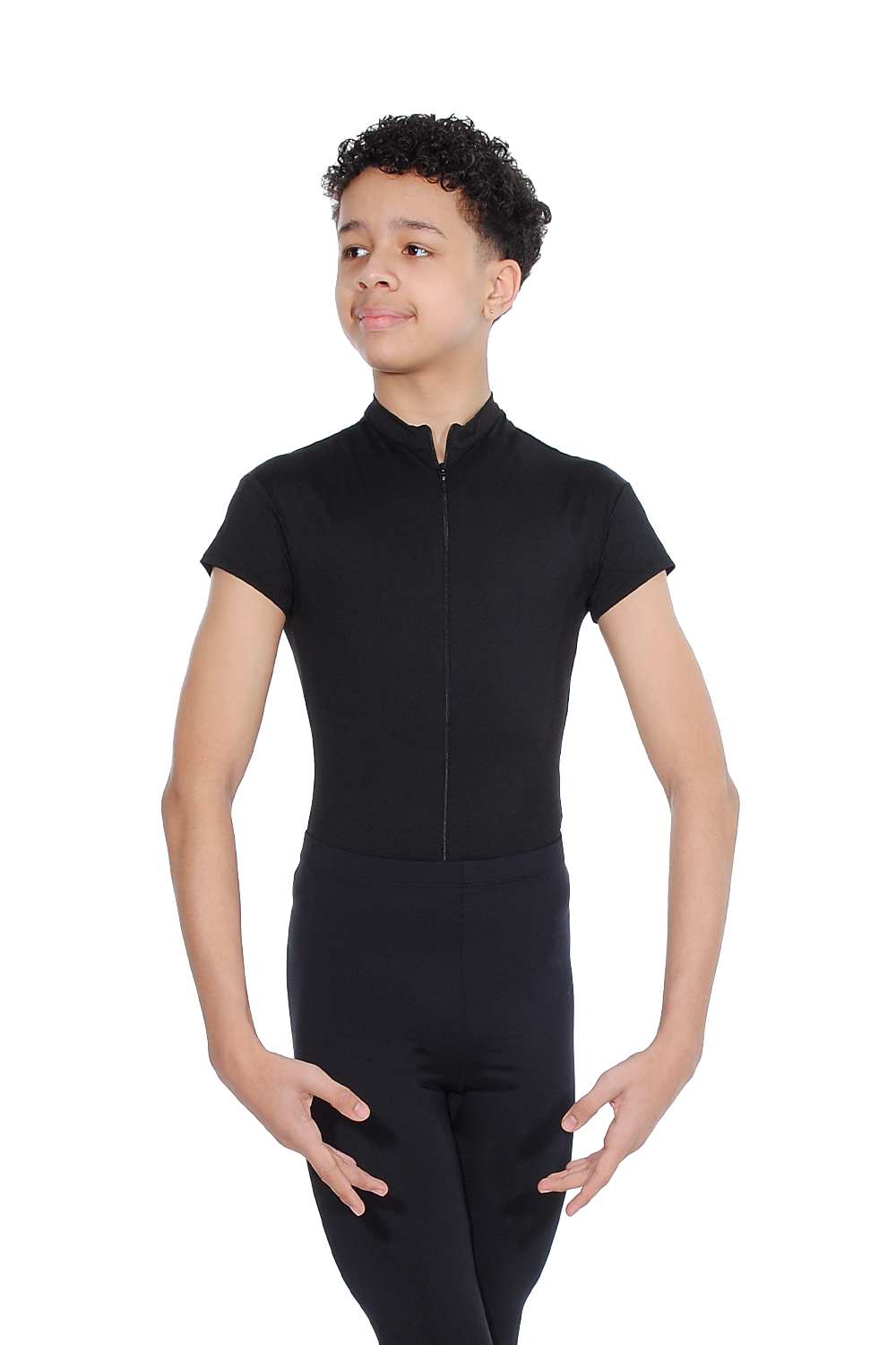 Wear Moi Oberon Short Sleeve leotard with zip front and built in dance belt