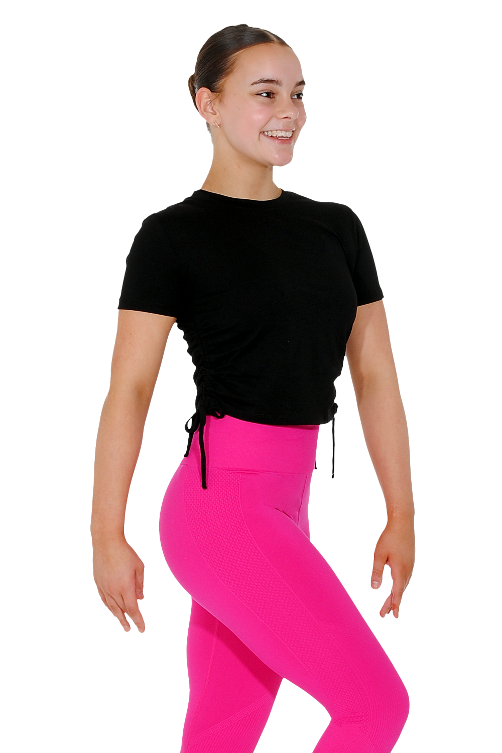 Kurzärmliges, gerüschtes Crop-Top aus TriDri®-Baumwolle