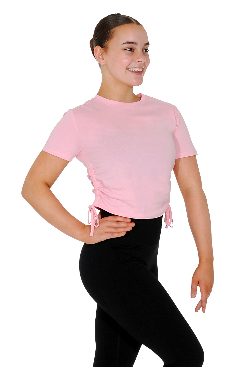 Kurzärmliges, gerüschtes Crop-Top aus TriDri®-Baumwolle