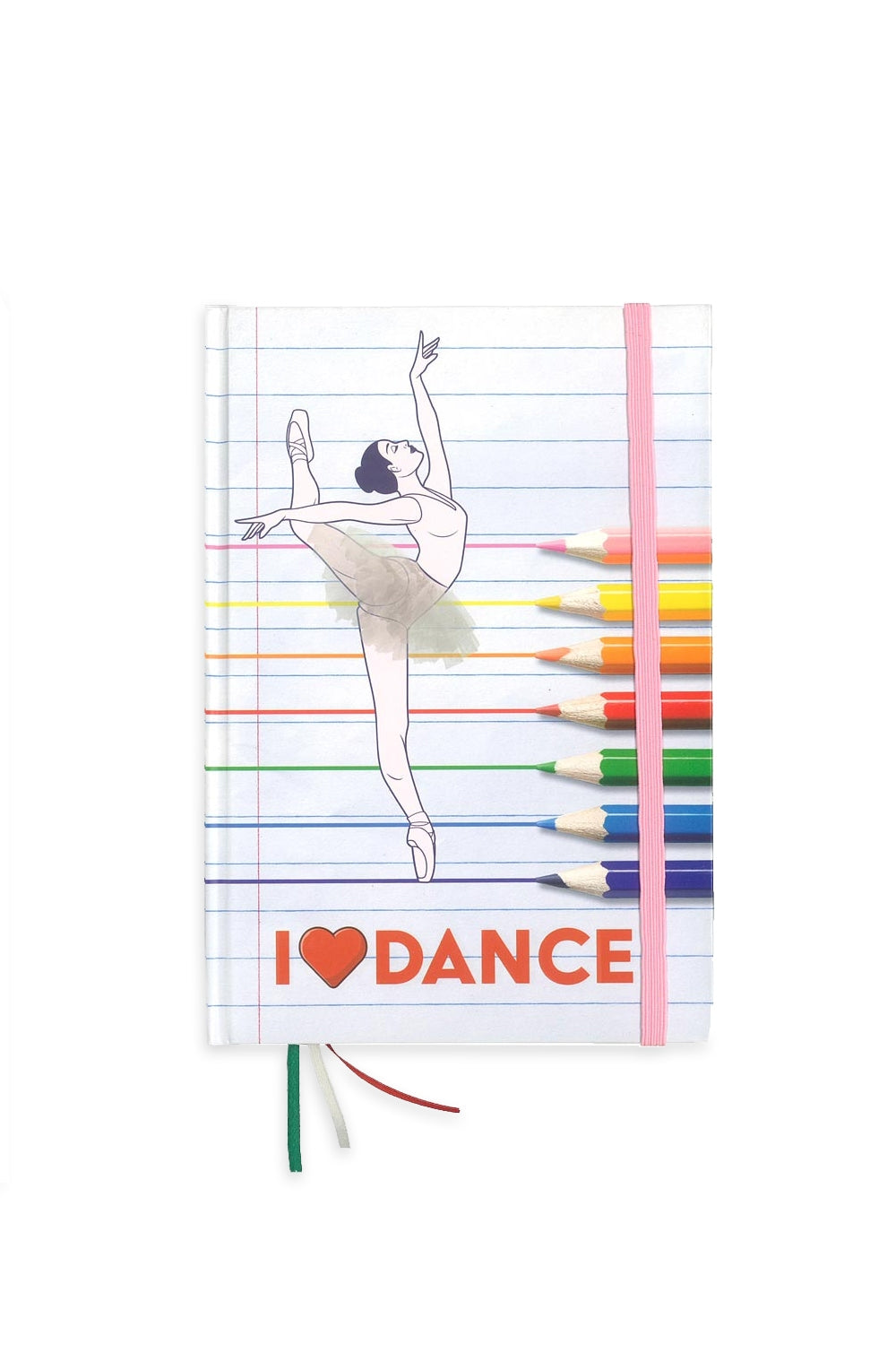 Girardi – Liniertes A5-Notizbuch mit Tänzerin und dem Bild „I ♥ Dance“