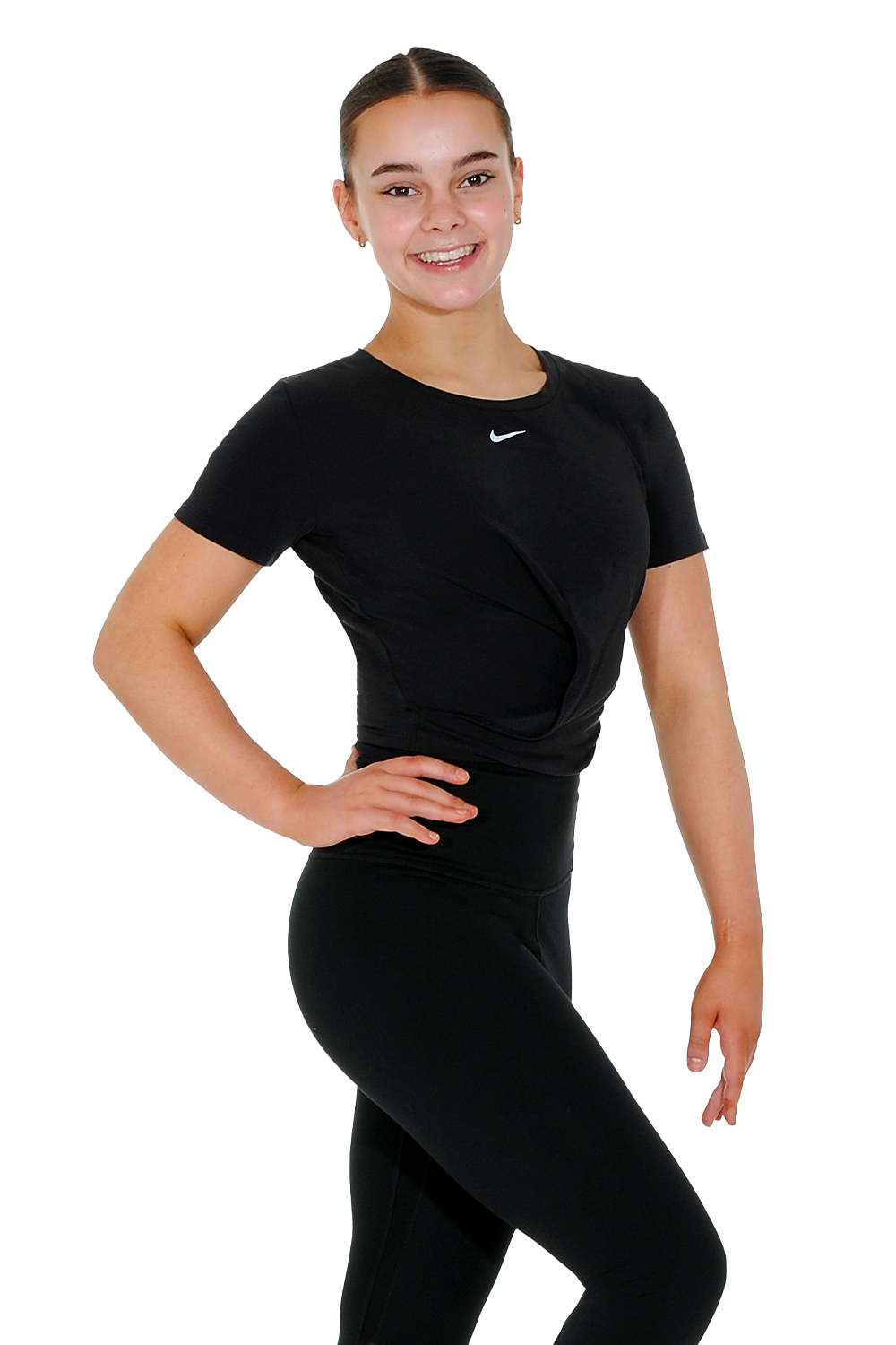 Nike One Luxe Dri-FIT Kurzarm-Twist-Top für Damen