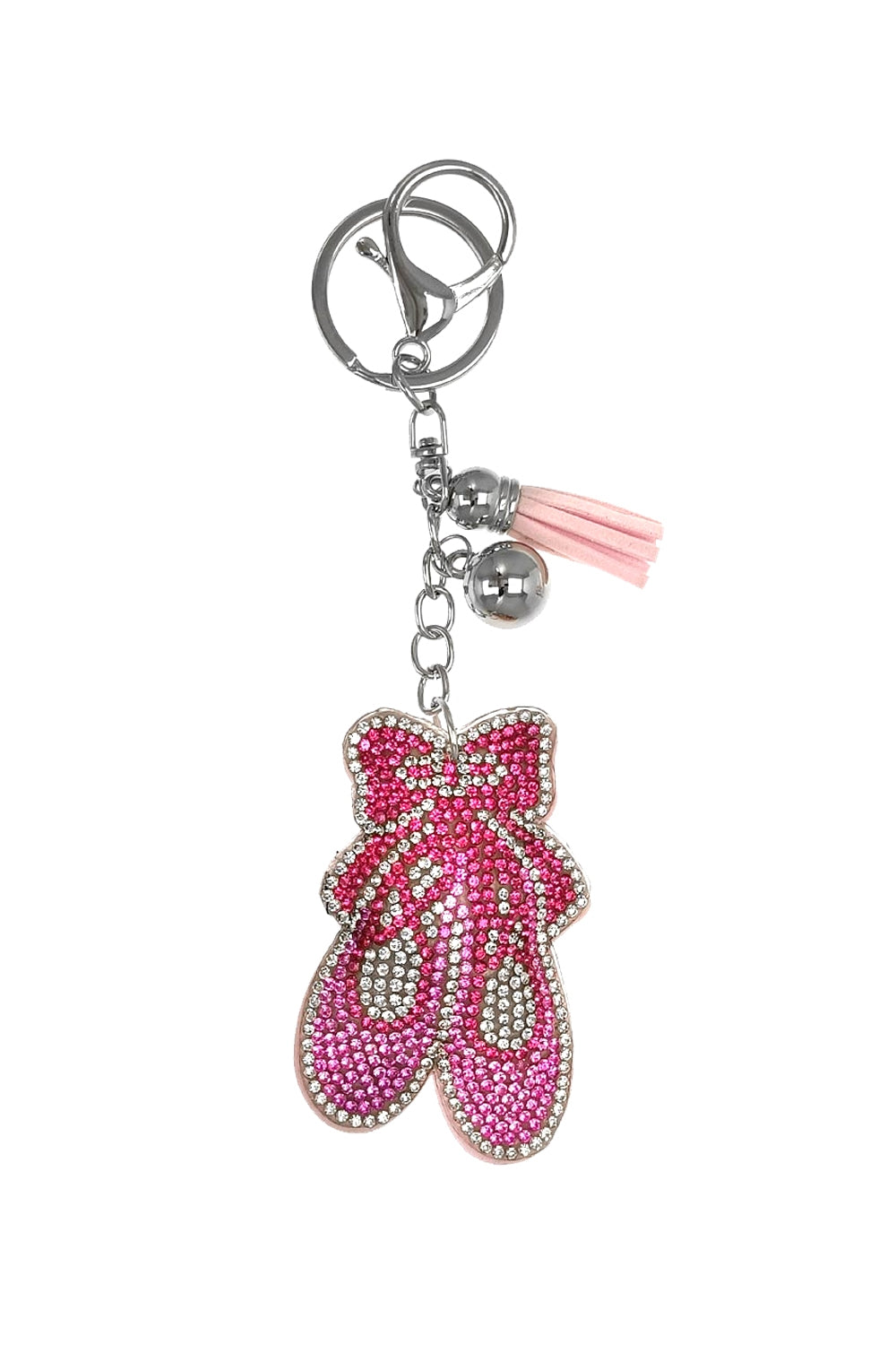 Girardi – Ballerina-Schuh-Schlüsselring mit rosa und silbernen Strasssteinen