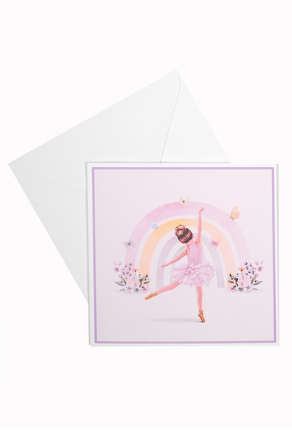 Glückwunschkarte – Fröhliche Regenbogen Ballerina