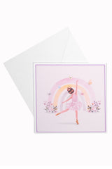 Glückwunschkarte – Fröhliche Regenbogen Ballerina