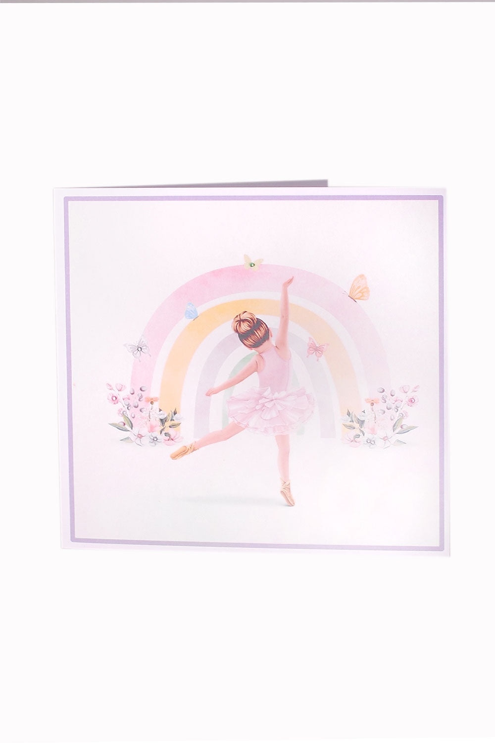 Glückwunschkarte – Fröhliche Regenbogen Ballerina