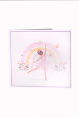 Glückwunschkarte – Fröhliche Regenbogen Ballerina