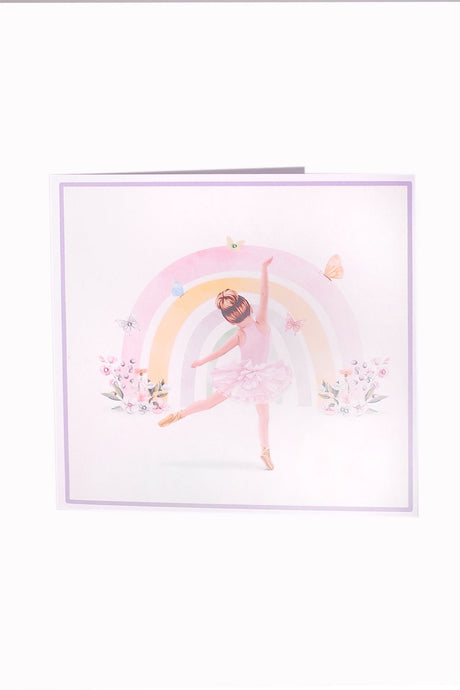 Glückwunschkarte – Fröhliche Regenbogen Ballerina