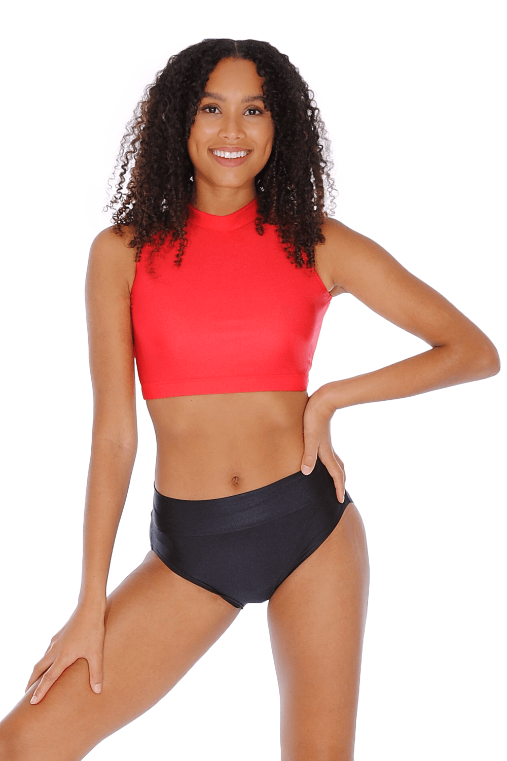 Roch Valley Nylon/Lycra Crop Top mit Stehkragen