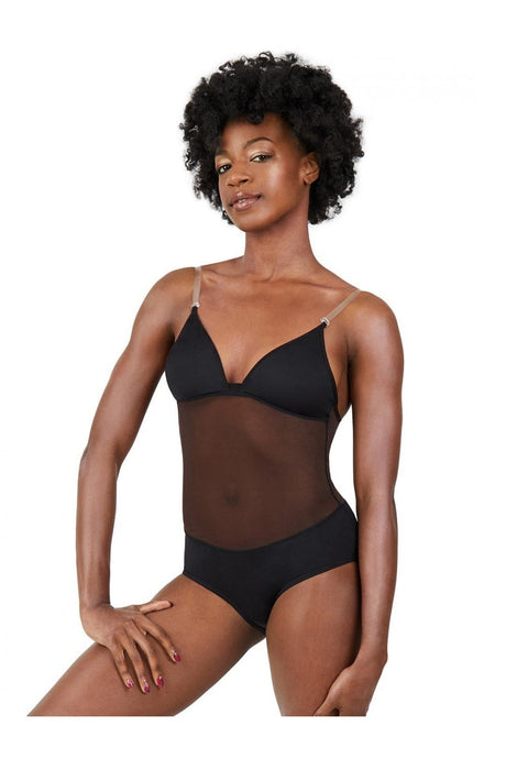 Capezio Tiefgeschnittenes Tanztrikot mit Netzstoff in der Taille für Damen