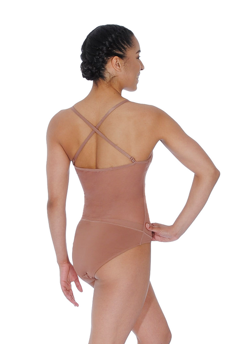 Capezio Tiefgeschnittenes Tanztrikot mit Netzstoff in der Taille für Damen